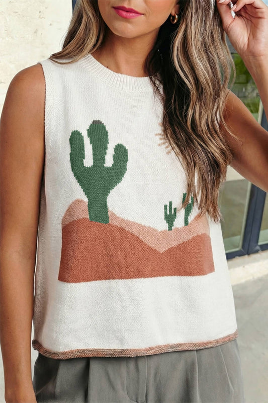 Cactus Western Oasis Loose Sweater Vest | S-XL