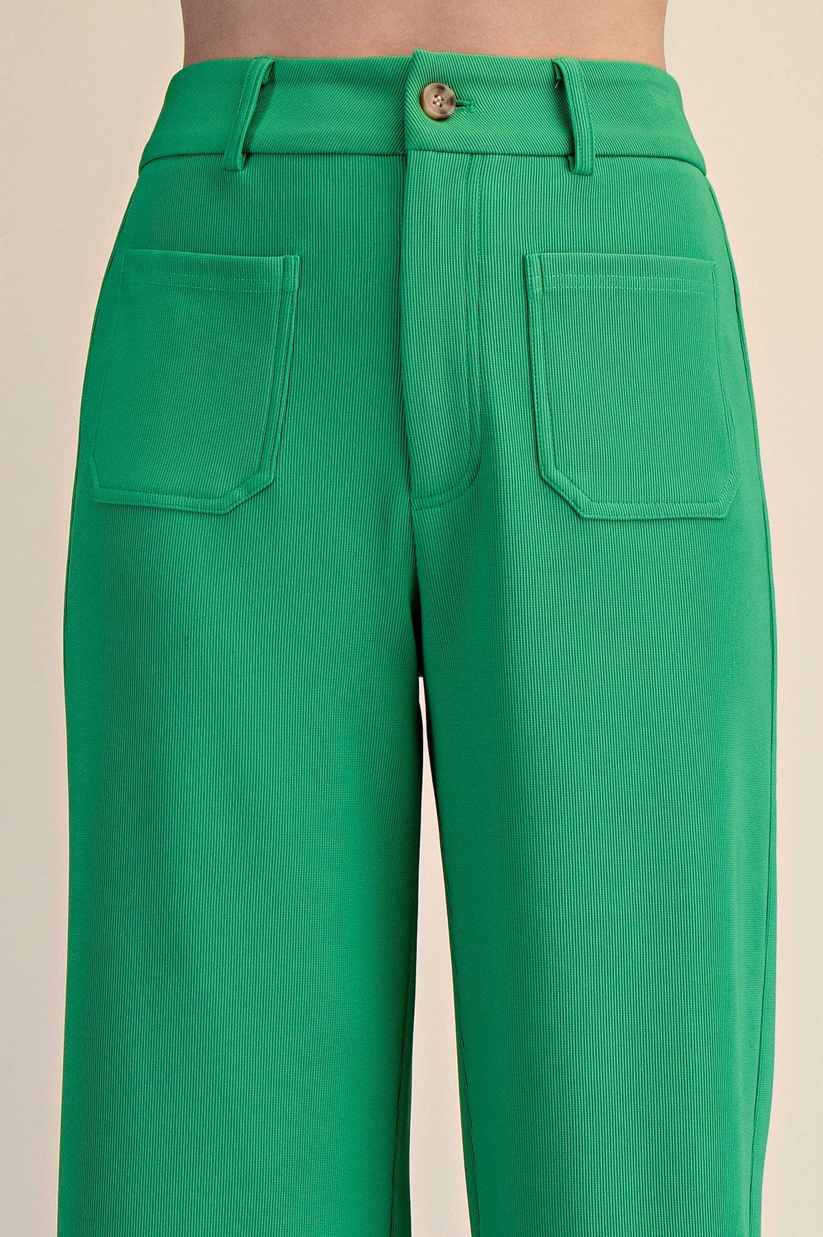 High Rise Front Pocket Stretchy Wide Pants