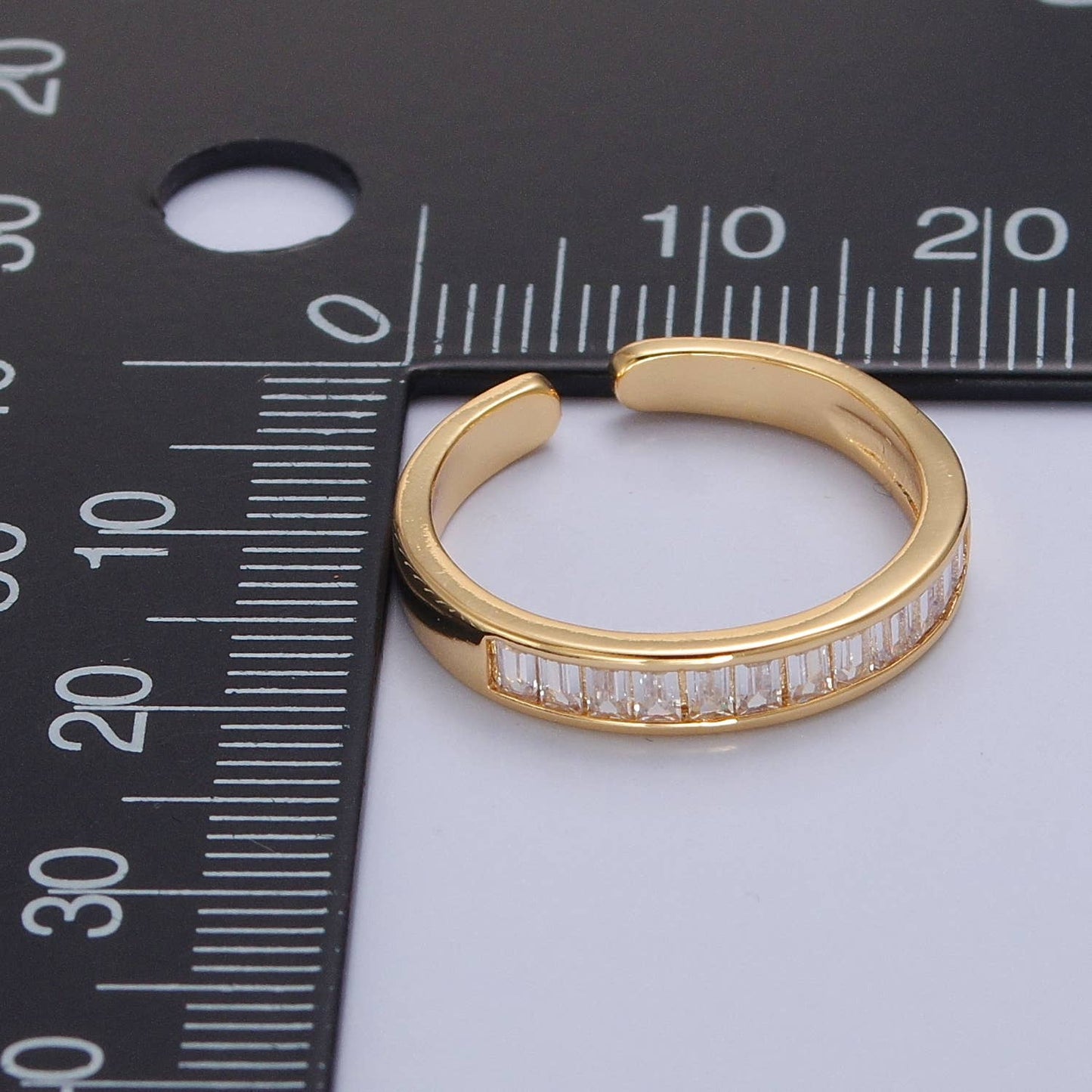 Minimalist Clear CZ Baguette Geometric Ring