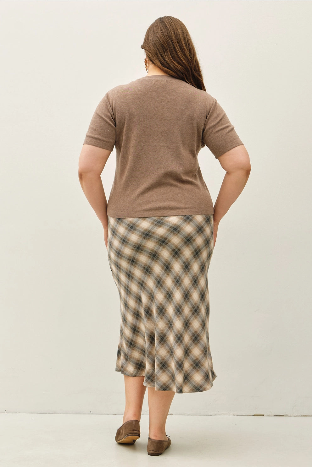Tartan Plaid Flowy Midi Skirt