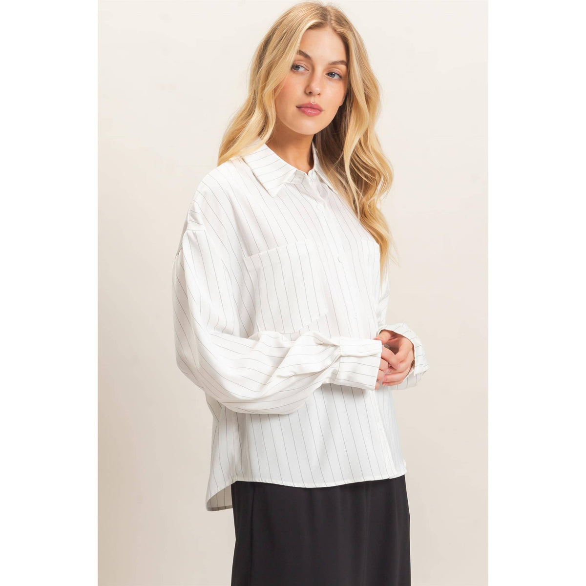 Striped Button-Up Blouse