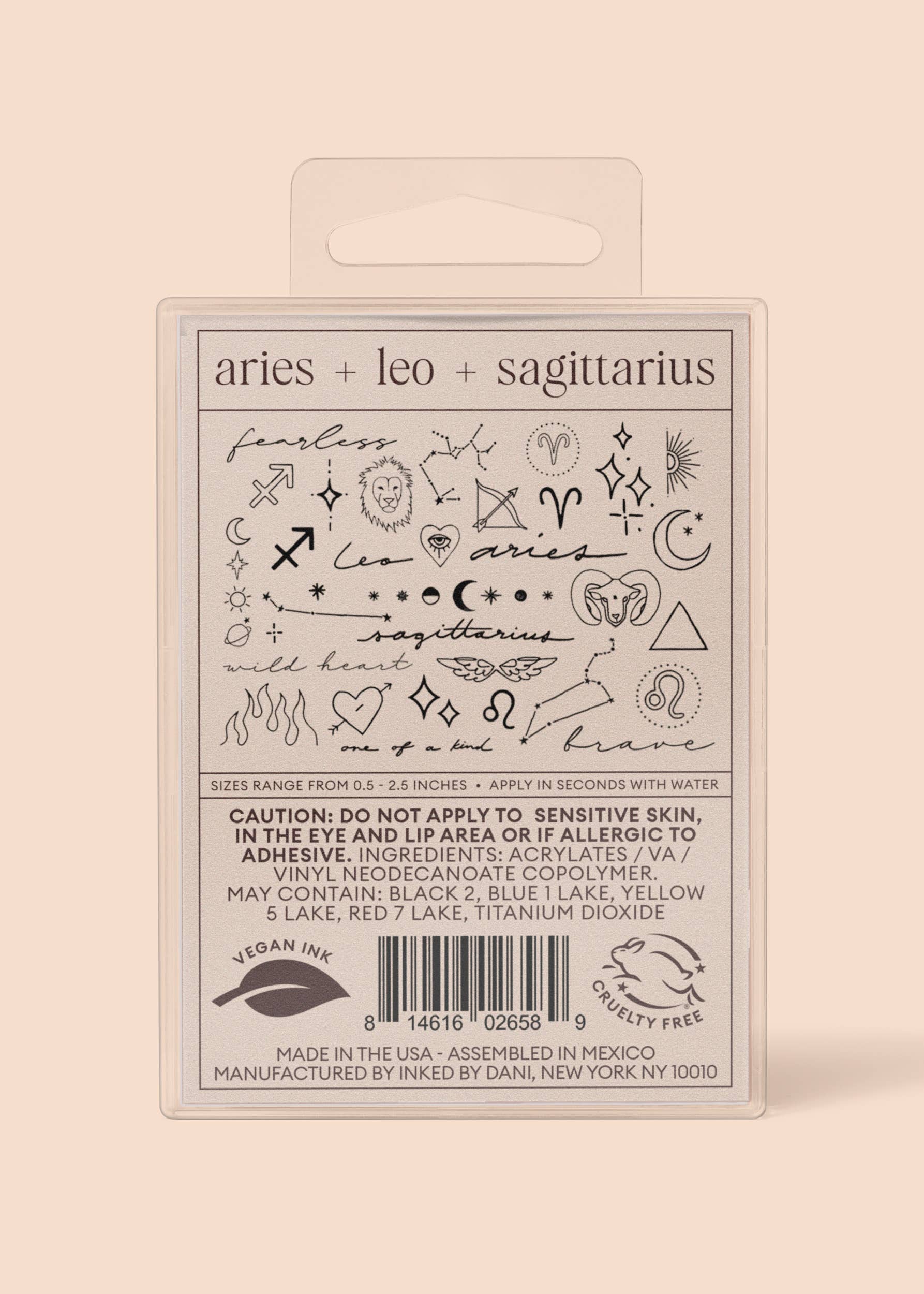 Zodiac Collection: Fire Signs Temporary Tattoo Pack INKED by Dani
