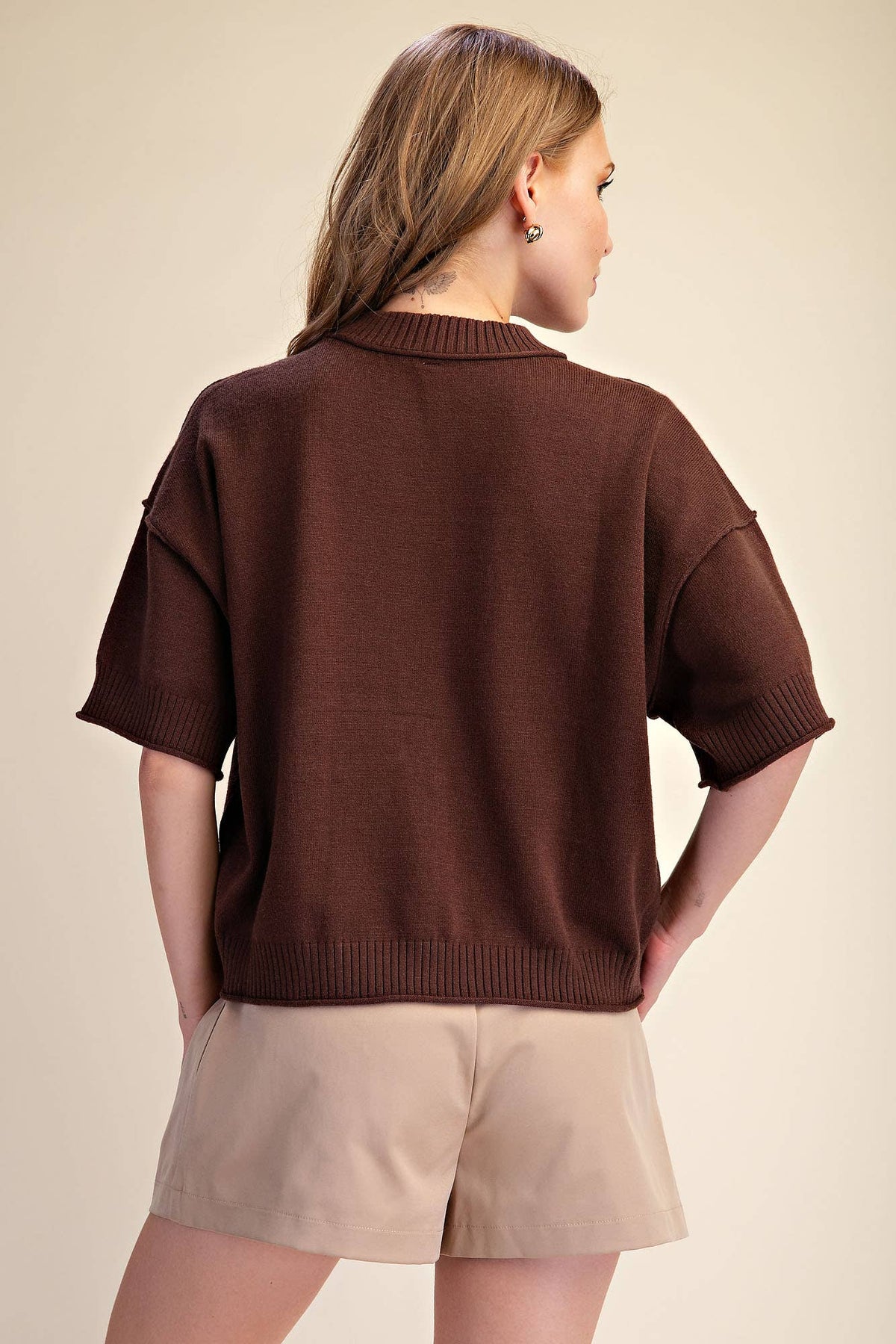Relaxed Sweater Crew-Neck Elbow-Length Sleeves