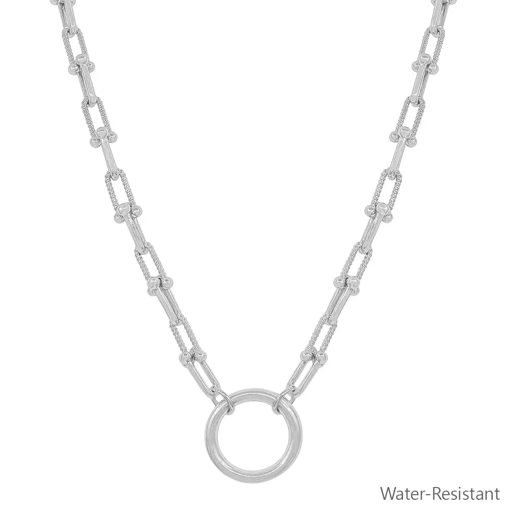 Water Resistant Chunky Chain Open Circle Necklace