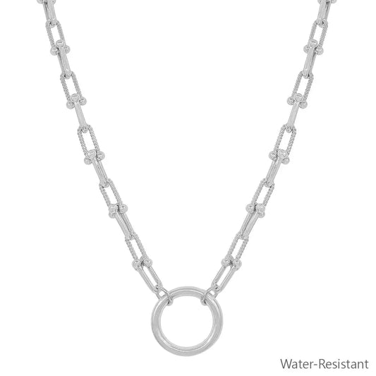 Water Resistant Chunky Chain Open Circle Necklace