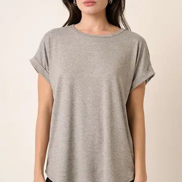 Round Neck Dolman Short Sleeve Knit Top Mittoshop
