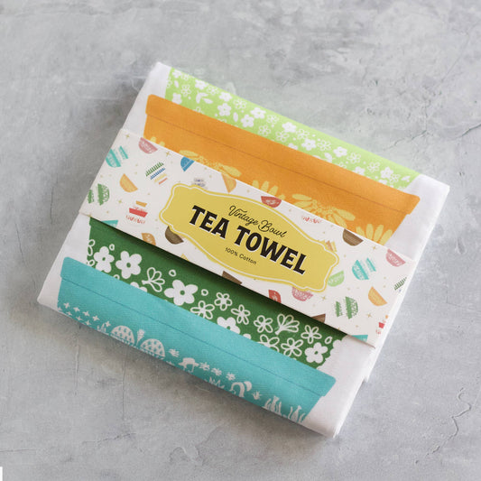 Vintage Bowl Retro Kitchen Cotton Tea Towels