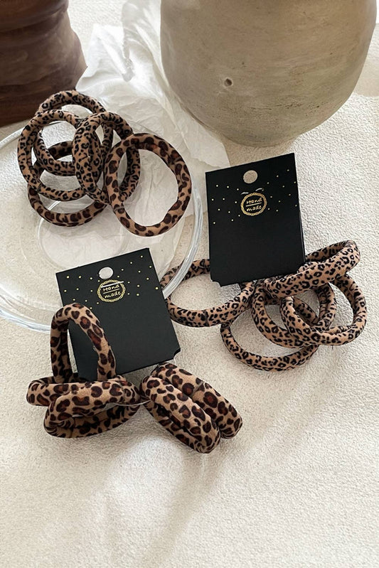 Leopard Elastic Hair Tie 5pcs Set