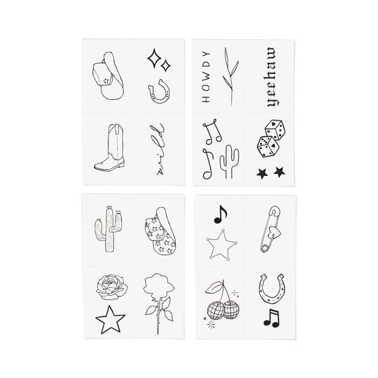 Disco Cowgirl Temporary Tattoo Pack INKED by Dani