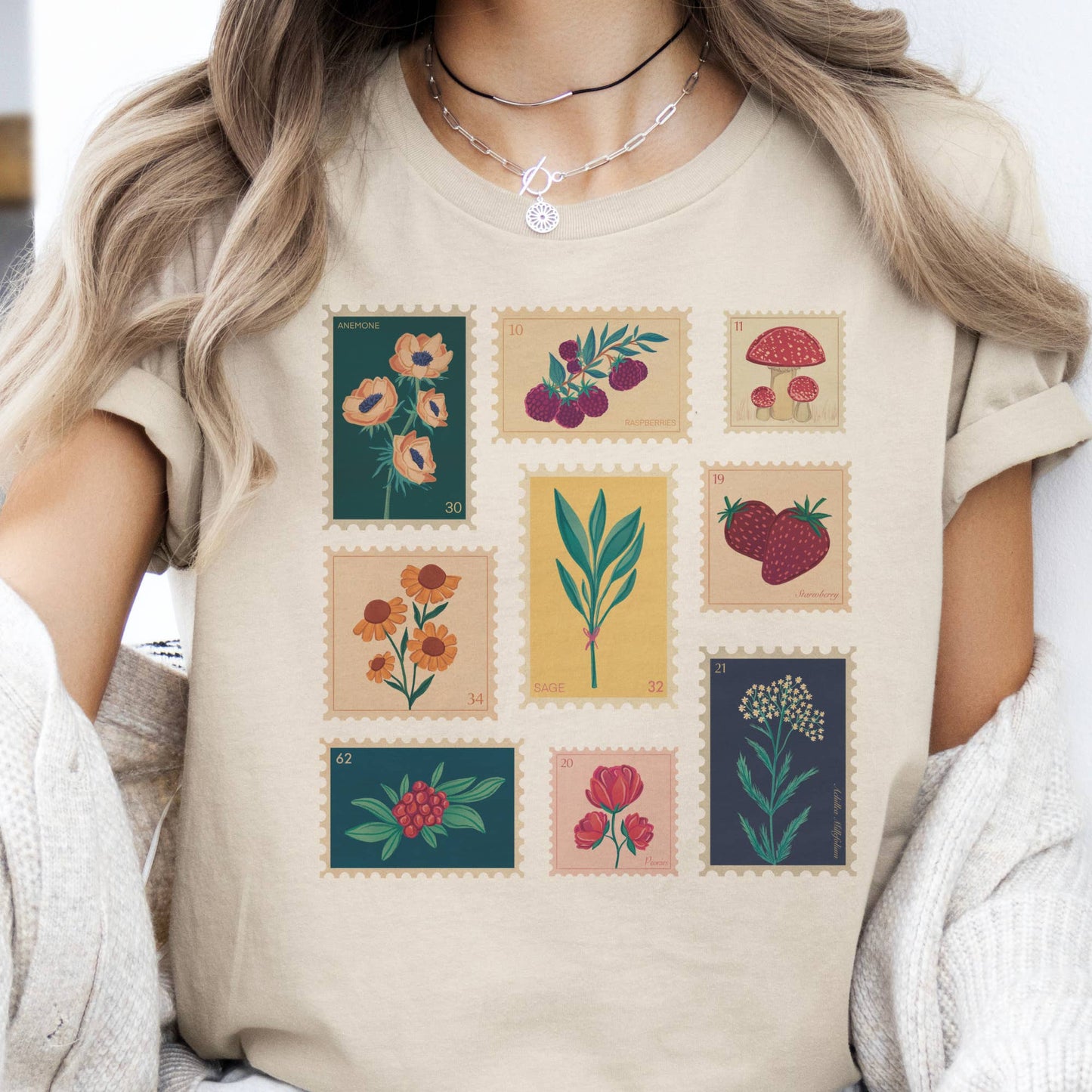 Floral Stamp Vintage Retro Gardening Plant soft Graphic tee