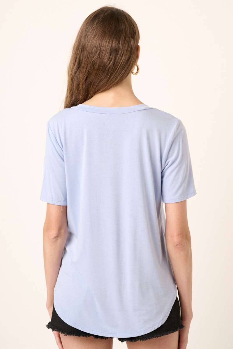 BAMBOO V-NECK 1POCKET FRONT KNIT TOP