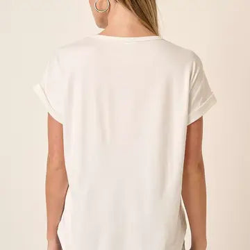 Round Neck Dolman Short Sleeve Knit Top Mittoshop