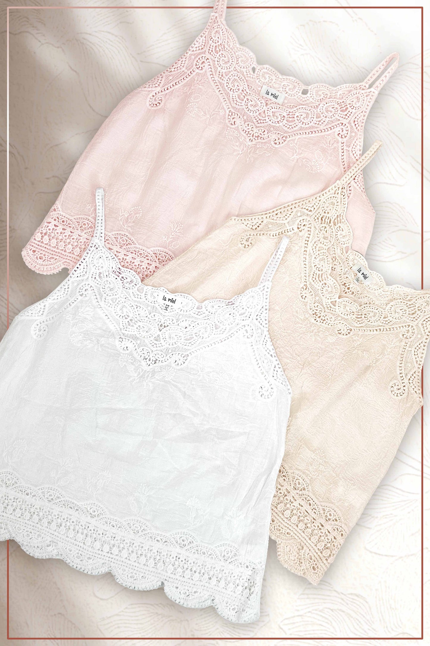 Boho Sheer Crochet Lace Scalloped Cami Tank Top