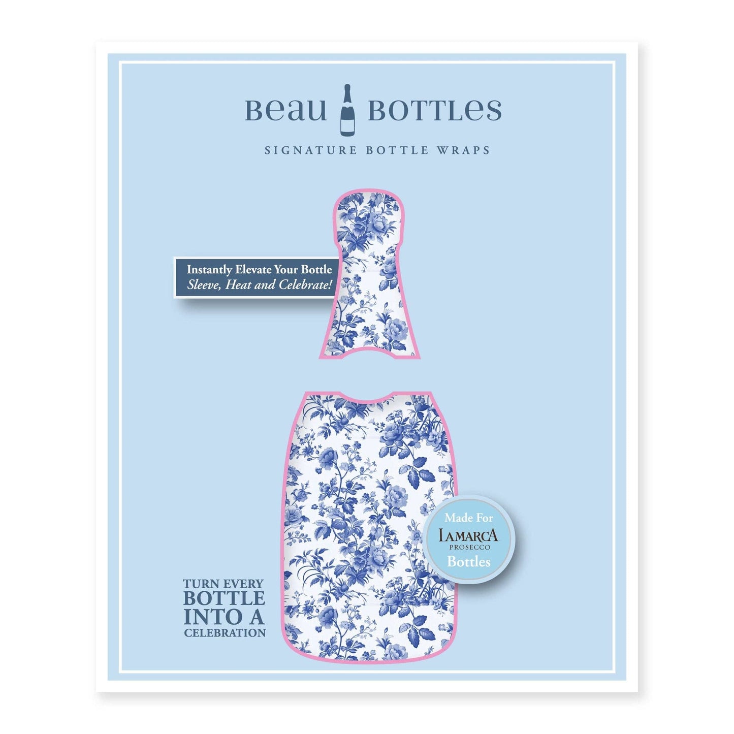 Beau Bottles Grandmillennial Blue Floral - Prosecco Collection