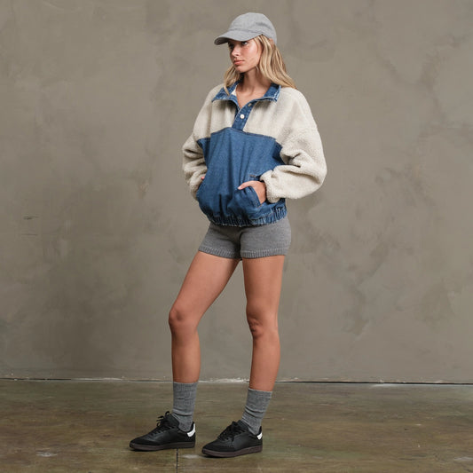 Teddy Denim Snap-Up Jacket