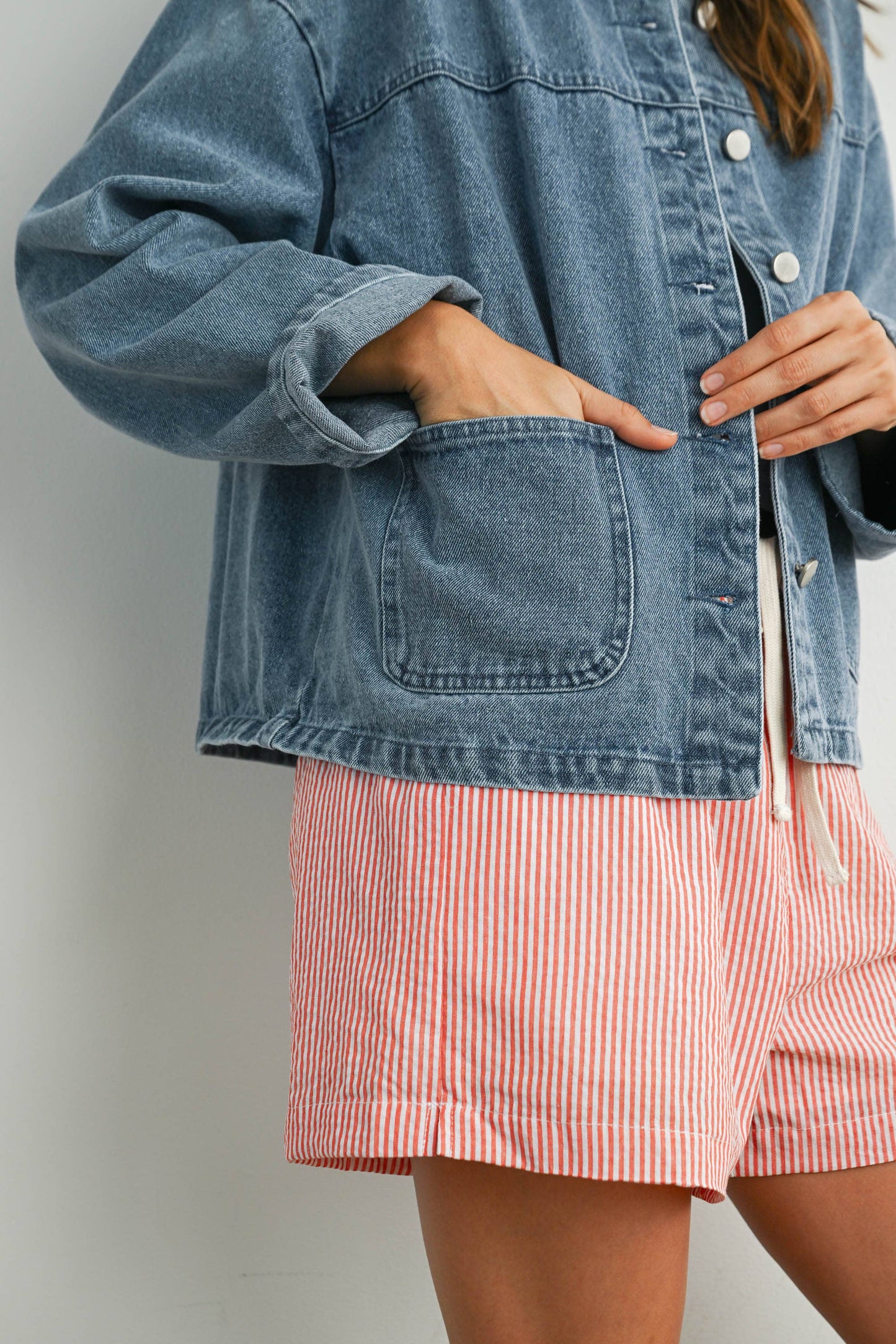 Button-Down Jacket with Shirt Collar and Pockets