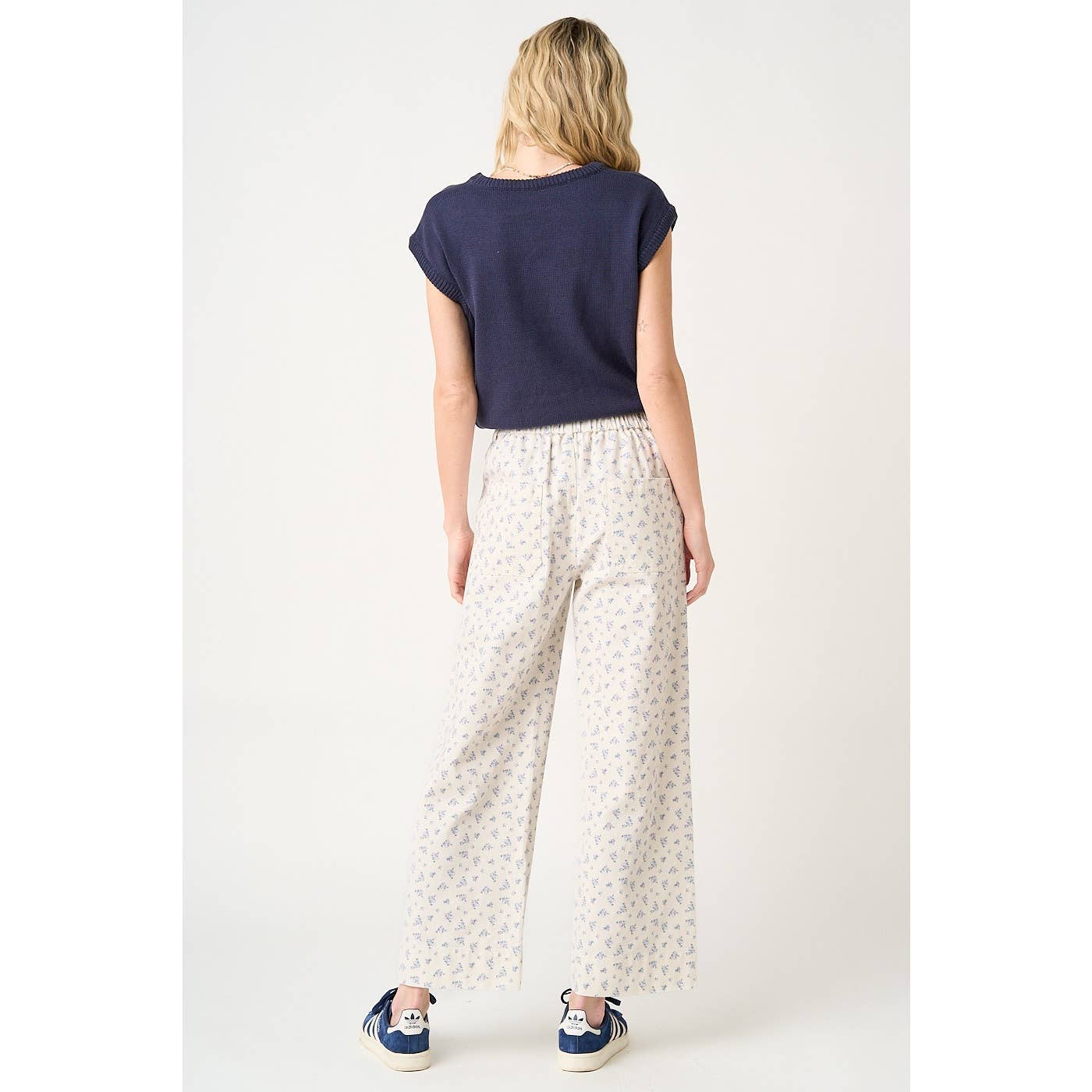 DITSY FLORAL PRINT 2 POCKET DETAIL WIDE LEG PANTS