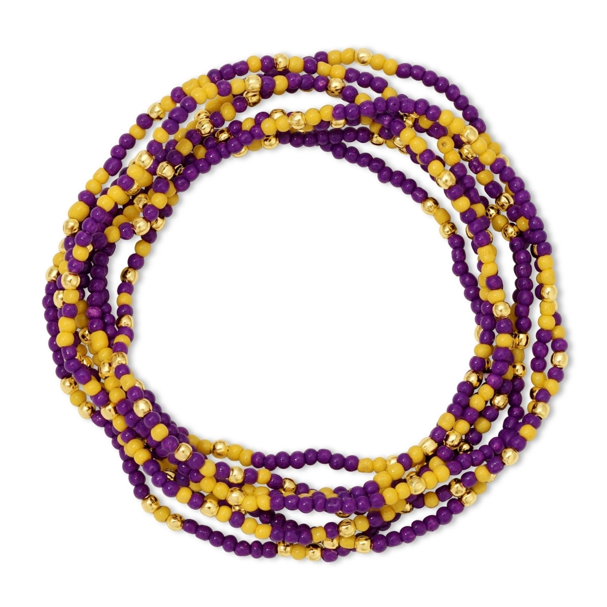 2mm Stretch Seed Bead Bracelets with Gold Bead Accents