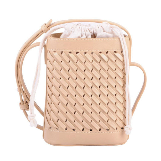 Woven Faux Leather Crossbody Bucket Bag Most Wanted USA