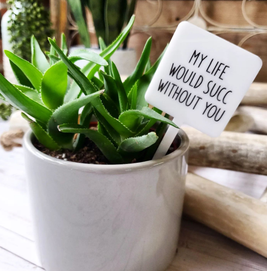 Snarky Plant Marker Stake - My Life Would Succ Without You