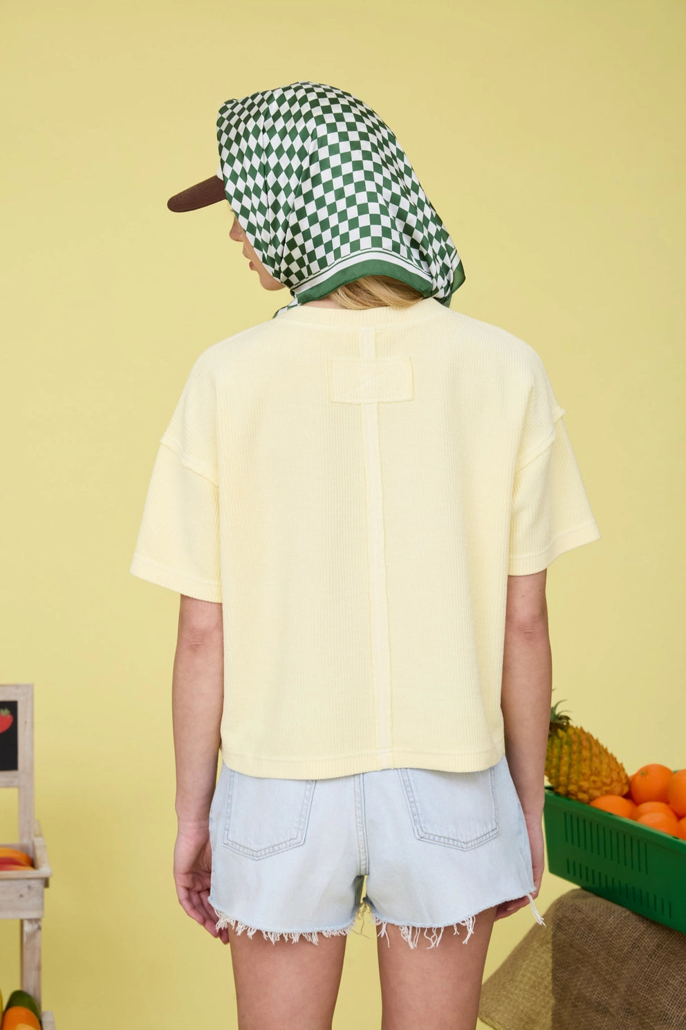 Ribbed Pocket Detail Short Sleeve Knit Top