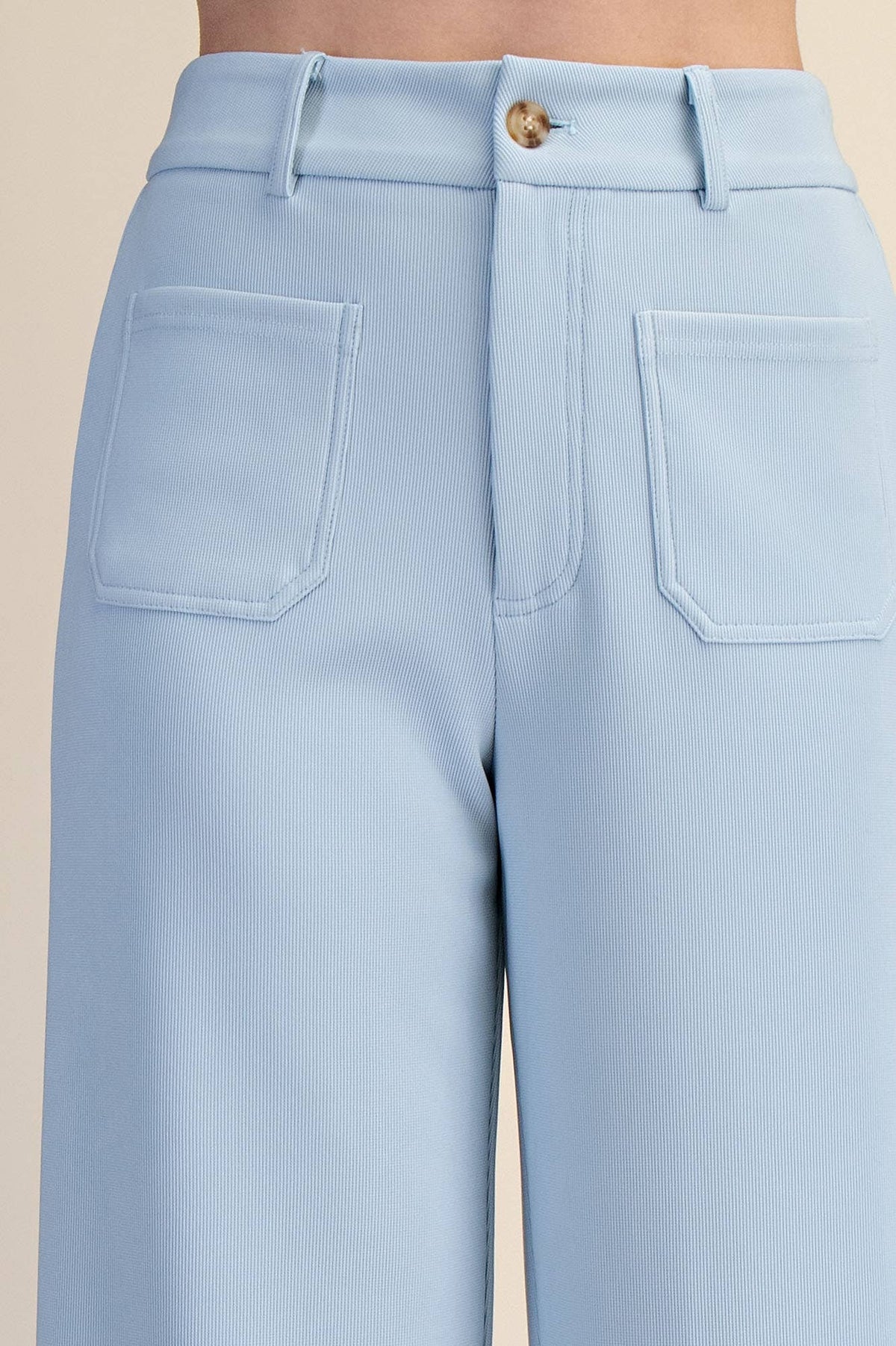 High Rise Front Pocket Stretchy Wide Pants