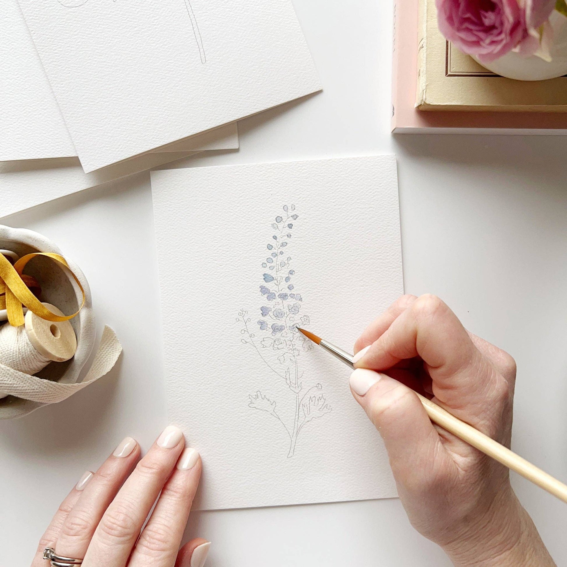 Garden flowers paintable notecards emily lex studio