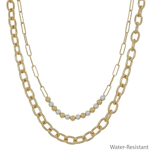 Water Resistant Beaded Chain Layered Necklace