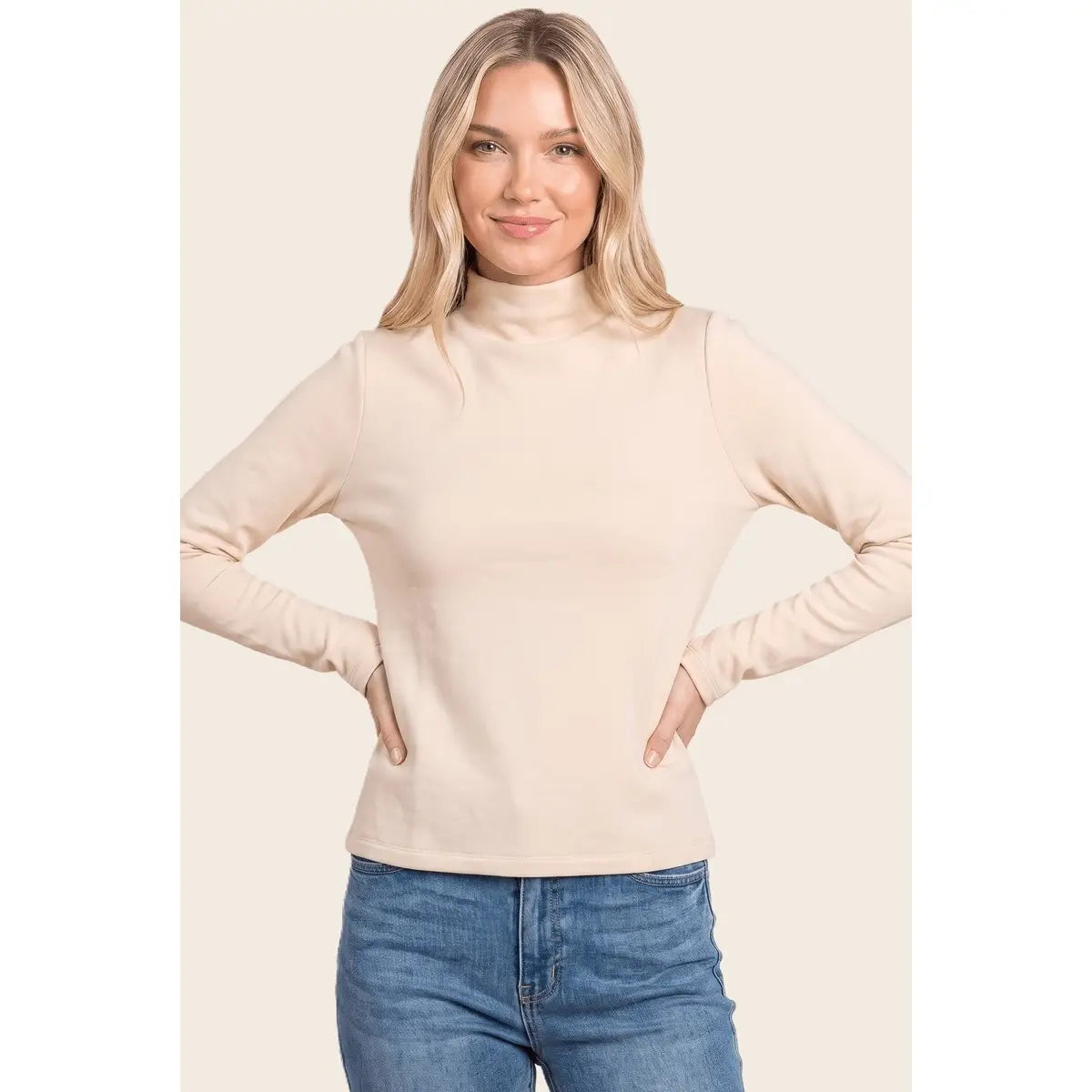 Mock Neck Micro Fleeced Top