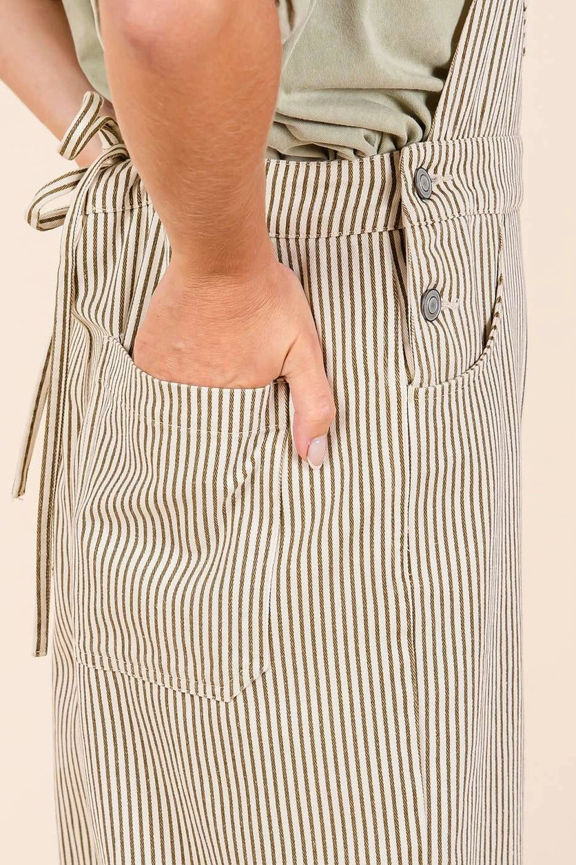 Striped Print Back Ribbon Tie Sleeveless Jumpsuit Mittoshop