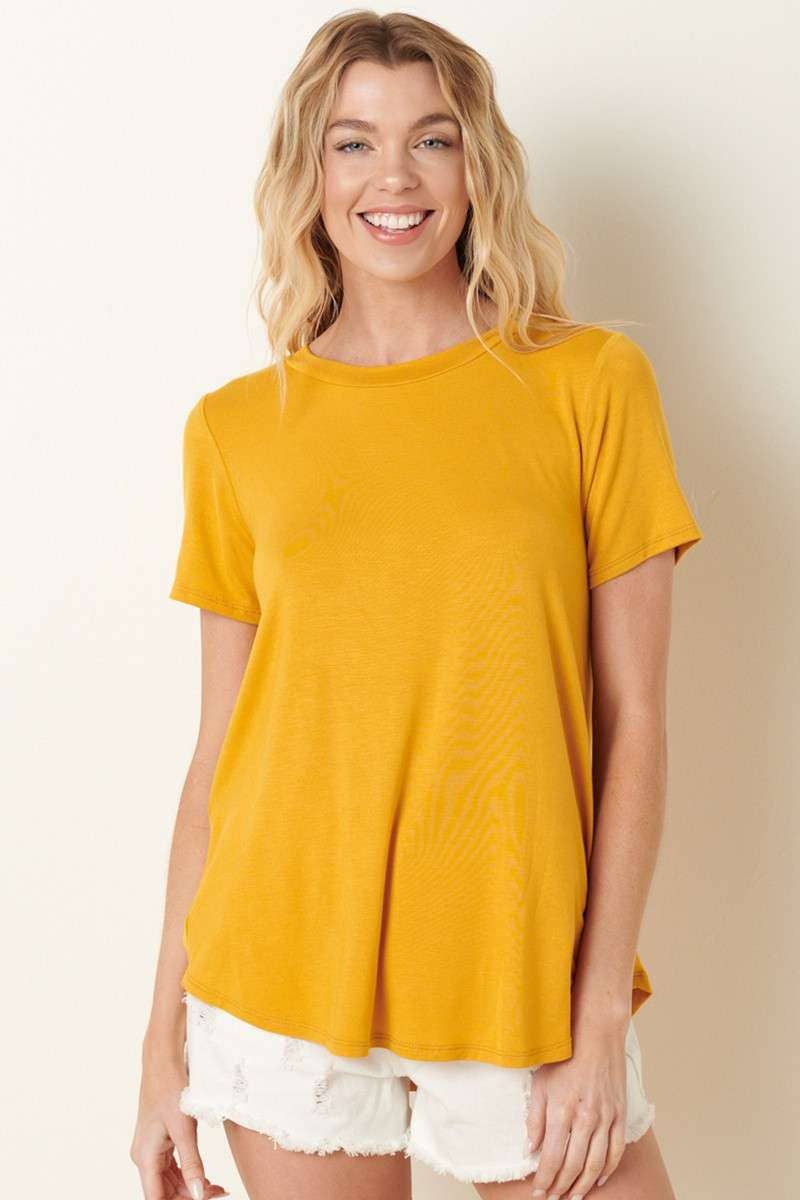 BAMBOO ROUND NECK SHORT SLEEVE BASIC TOP