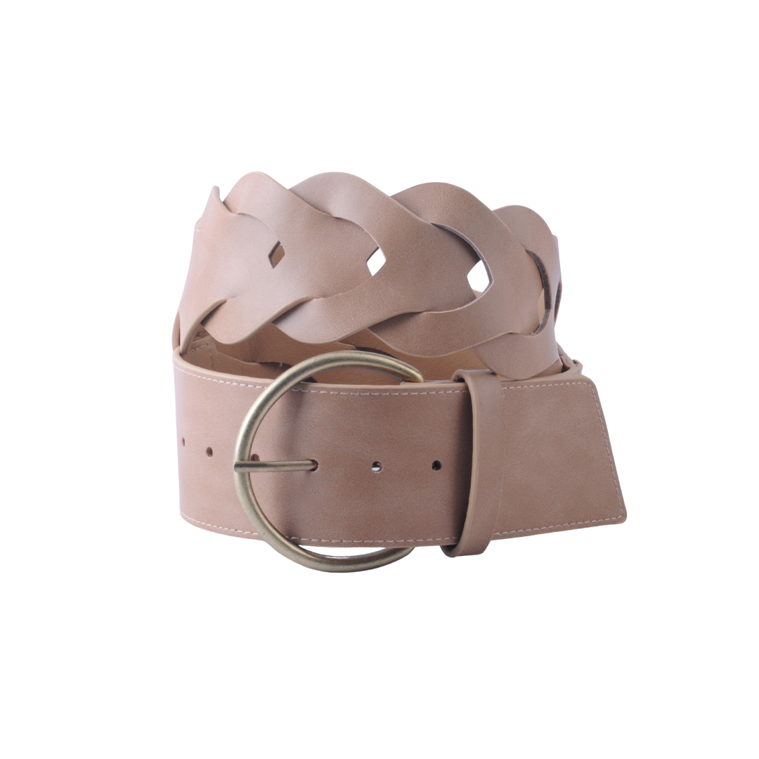 Chevron Patterned Woven Tail Wide Belt