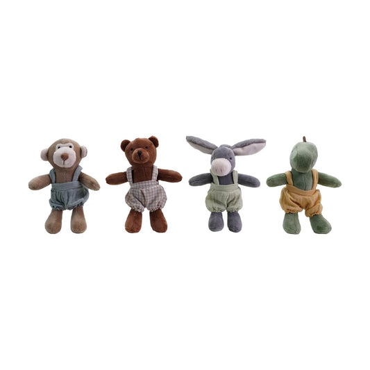 Plush Animal in Cotton Overalls
