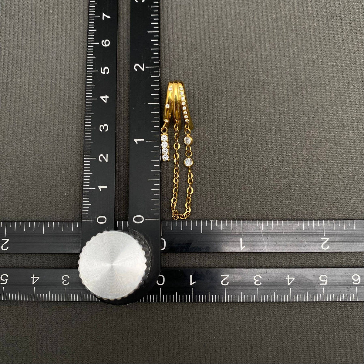 Zircon Inlaid Chain Fringe 18K Golden SS Stud Earrings - FGS