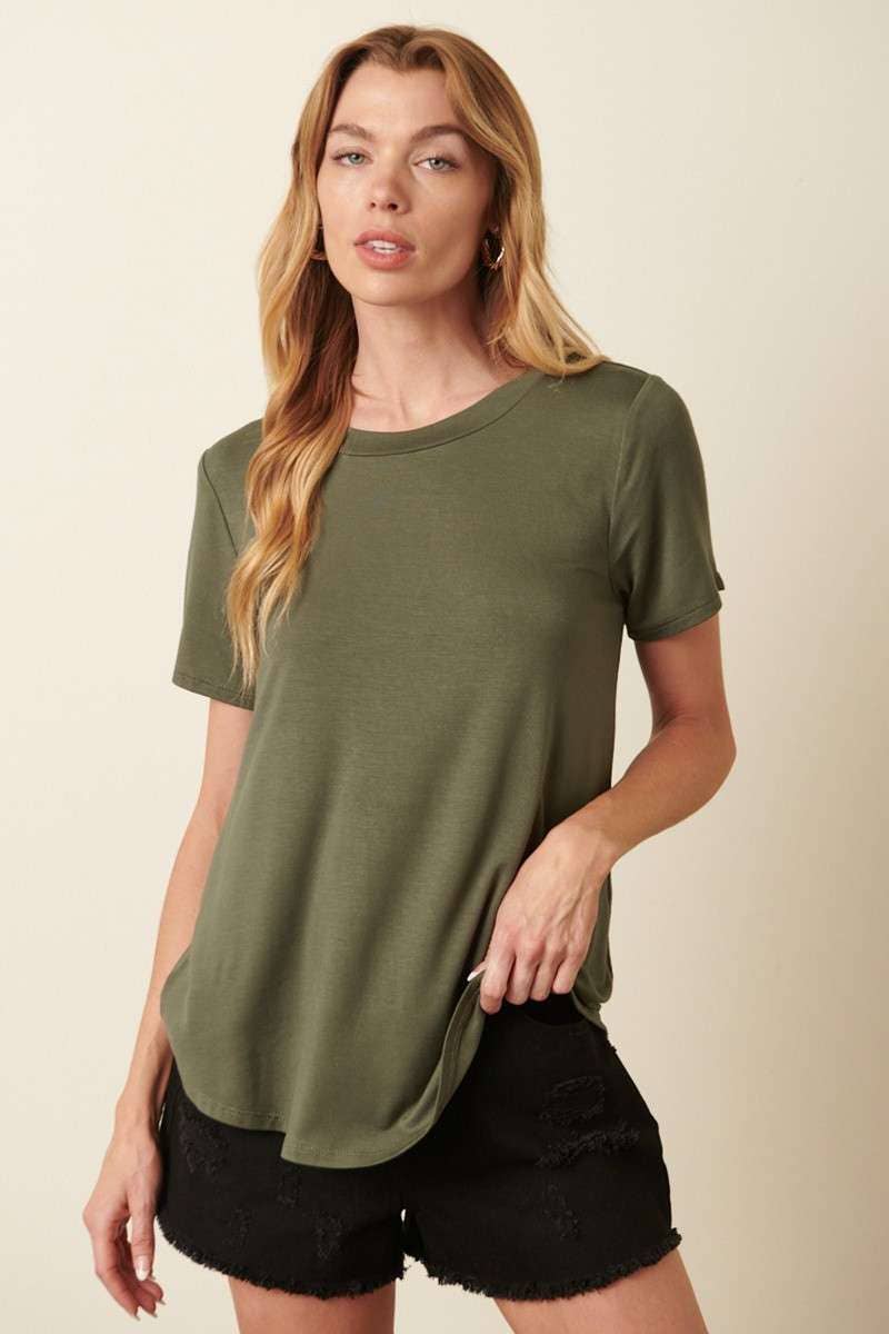 BAMBOO ROUND NECK SHORT SLEEVE BASIC TOP