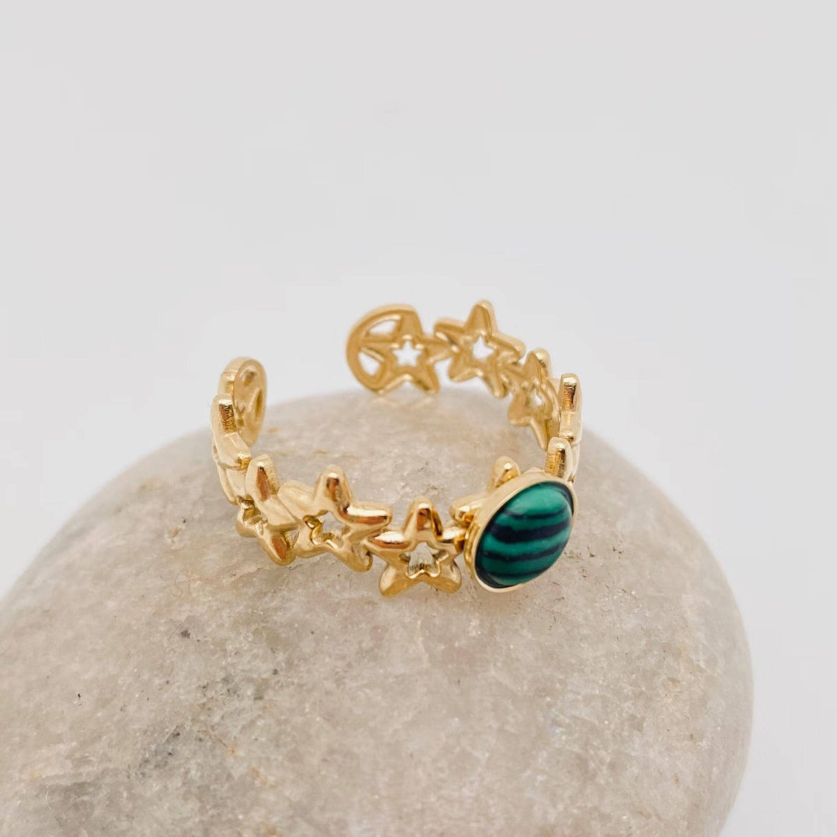 Stainless Steel Inlaid  Stone Gold-plated Rings - FGS/CS