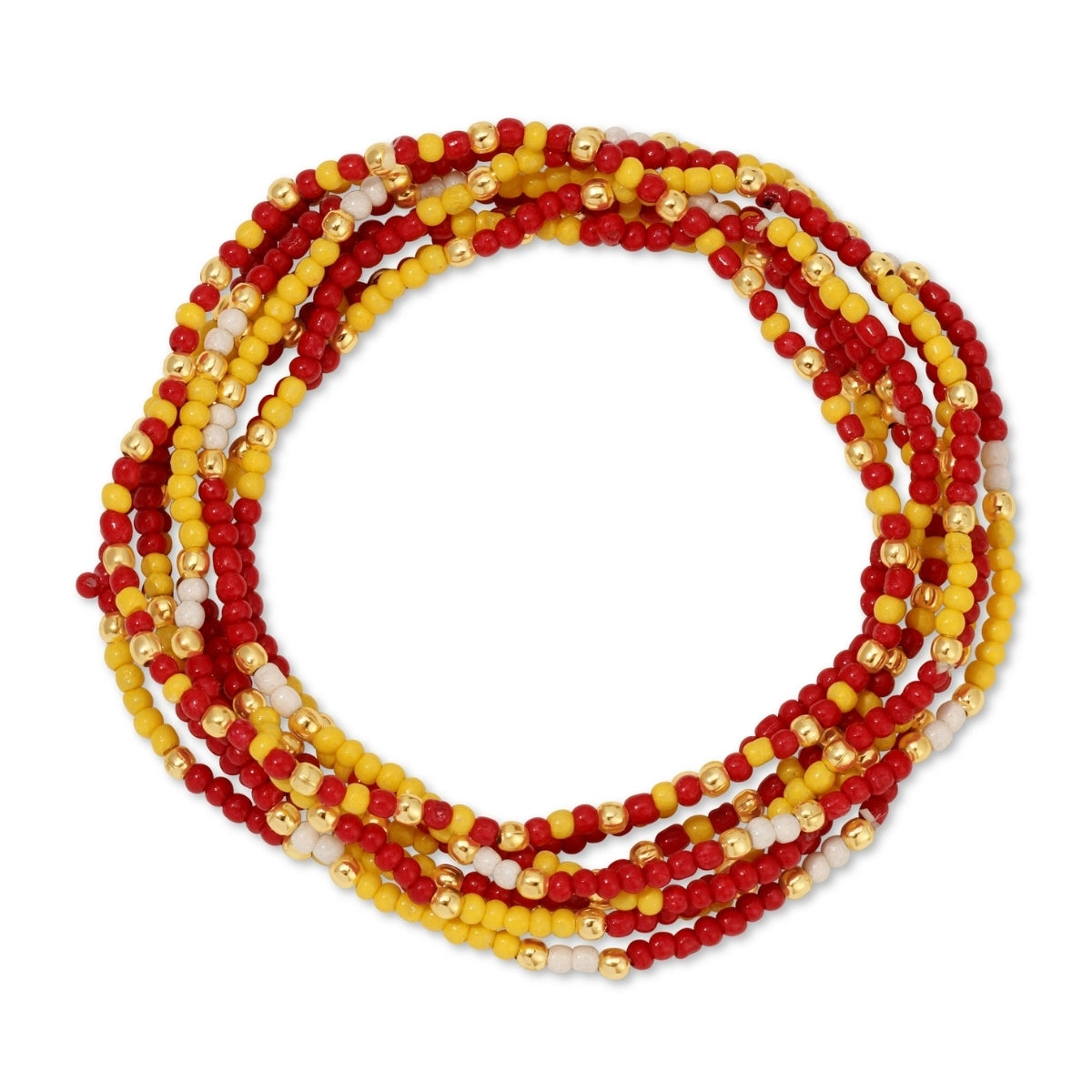 2mm Stretch Seed Bead Bracelets with Gold Bead Accents