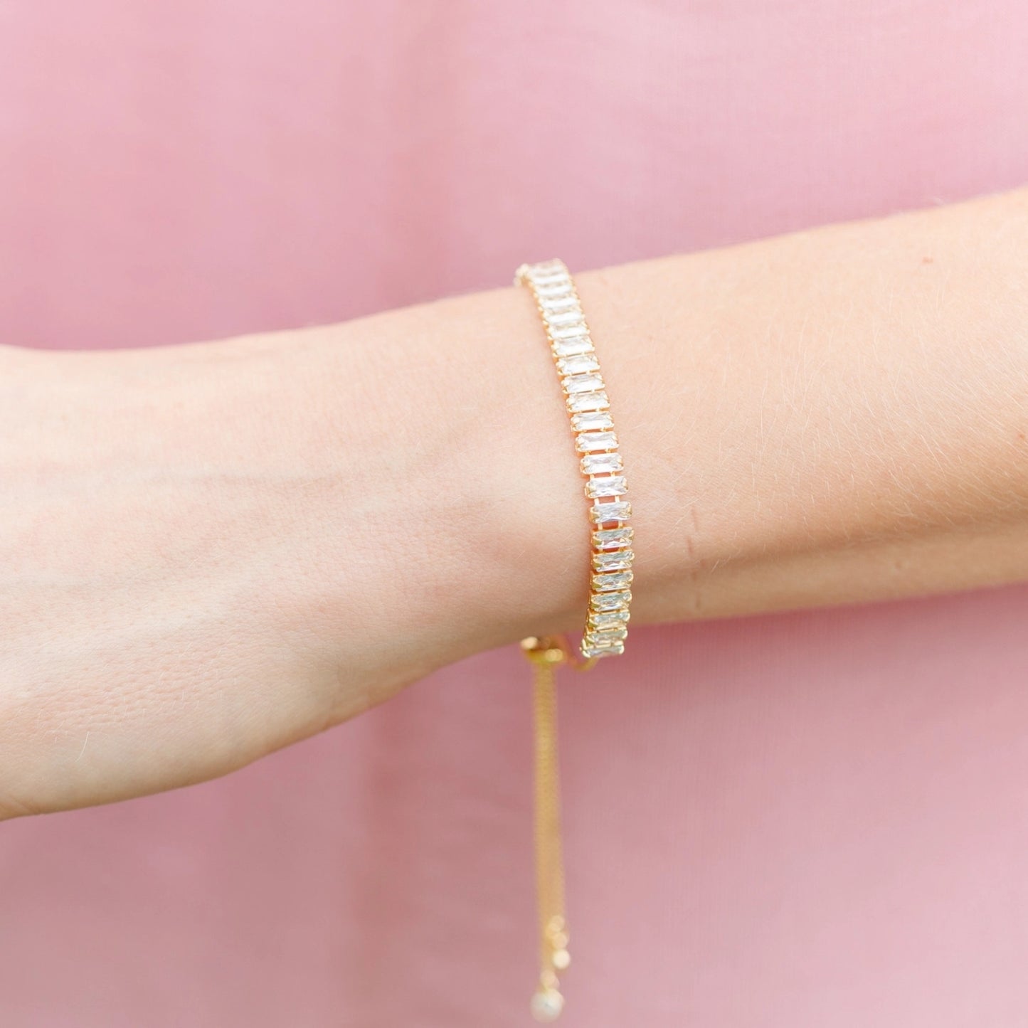 Baguette Cubic Zirconia Pulley Bracelet