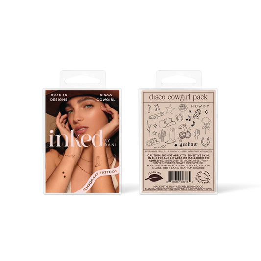 Disco Cowgirl Temporary Tattoo Pack INKED by Dani