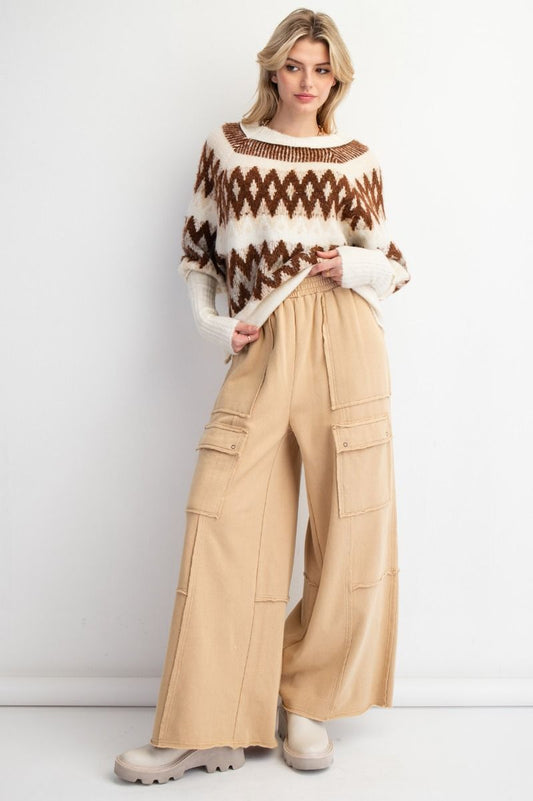 Washed Terry Knit Cargo Pants Easel