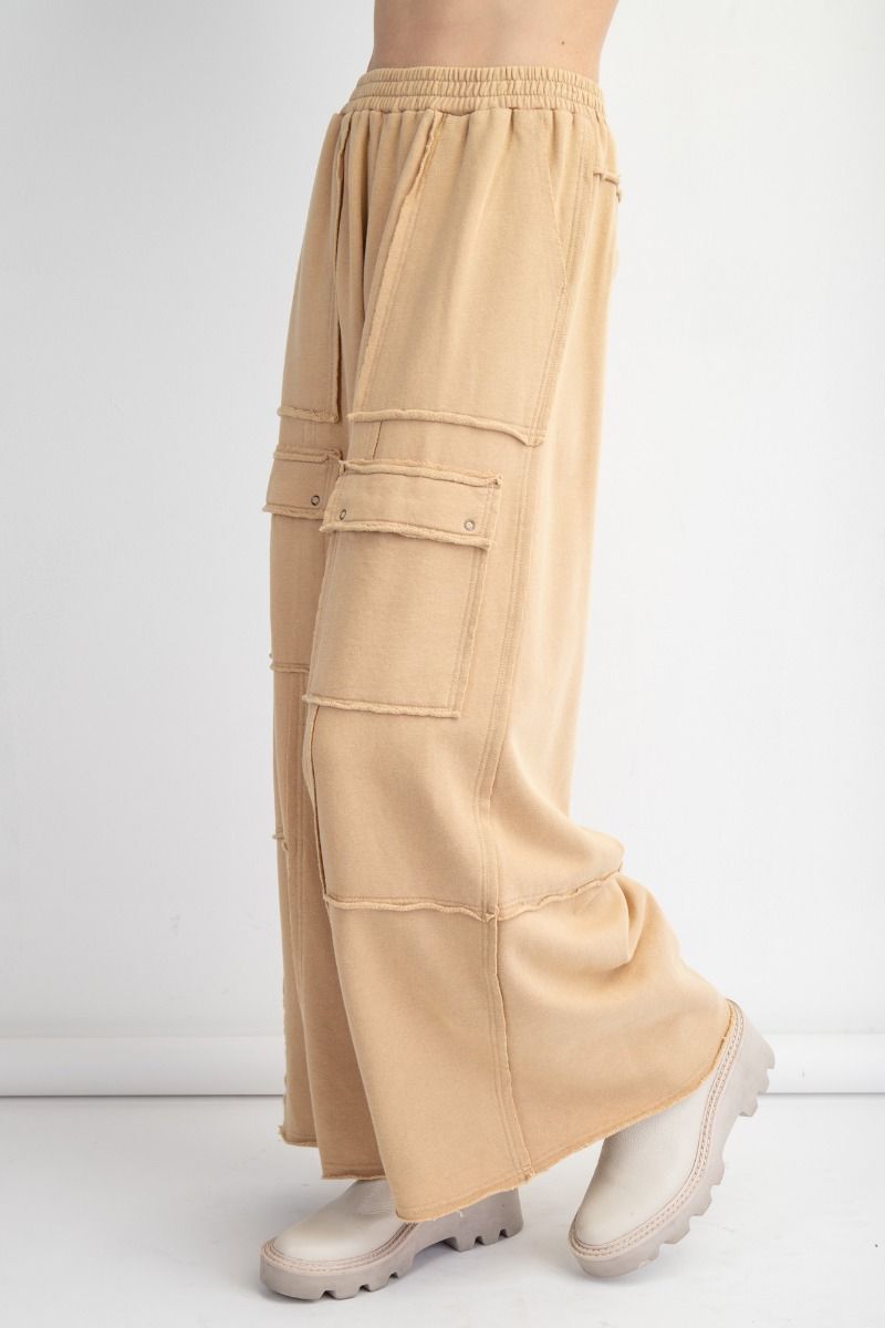 Washed Terry Knit Cargo Pants Easel