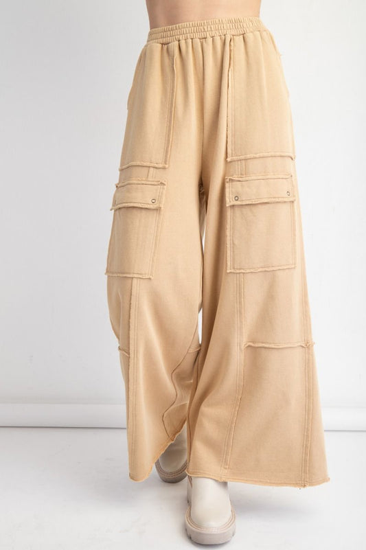 Washed Terry Knit Cargo Pants Easel