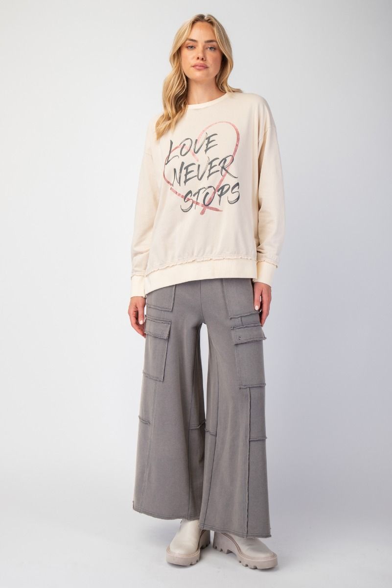 Washed Terry Knit Cargo Pants Easel