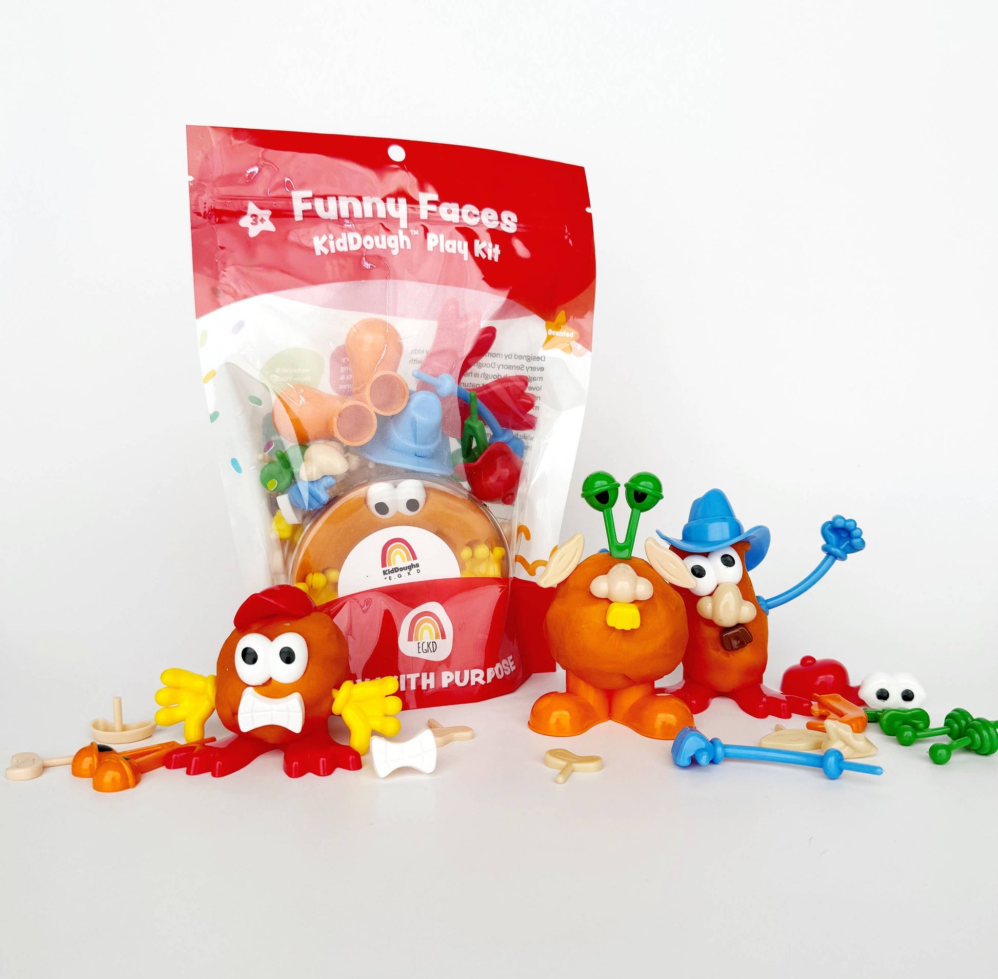 Funny Faces (Mango Tango) KidDough Play Kit Earth Grown KidDoughs (KidDoughs by EGKD)
