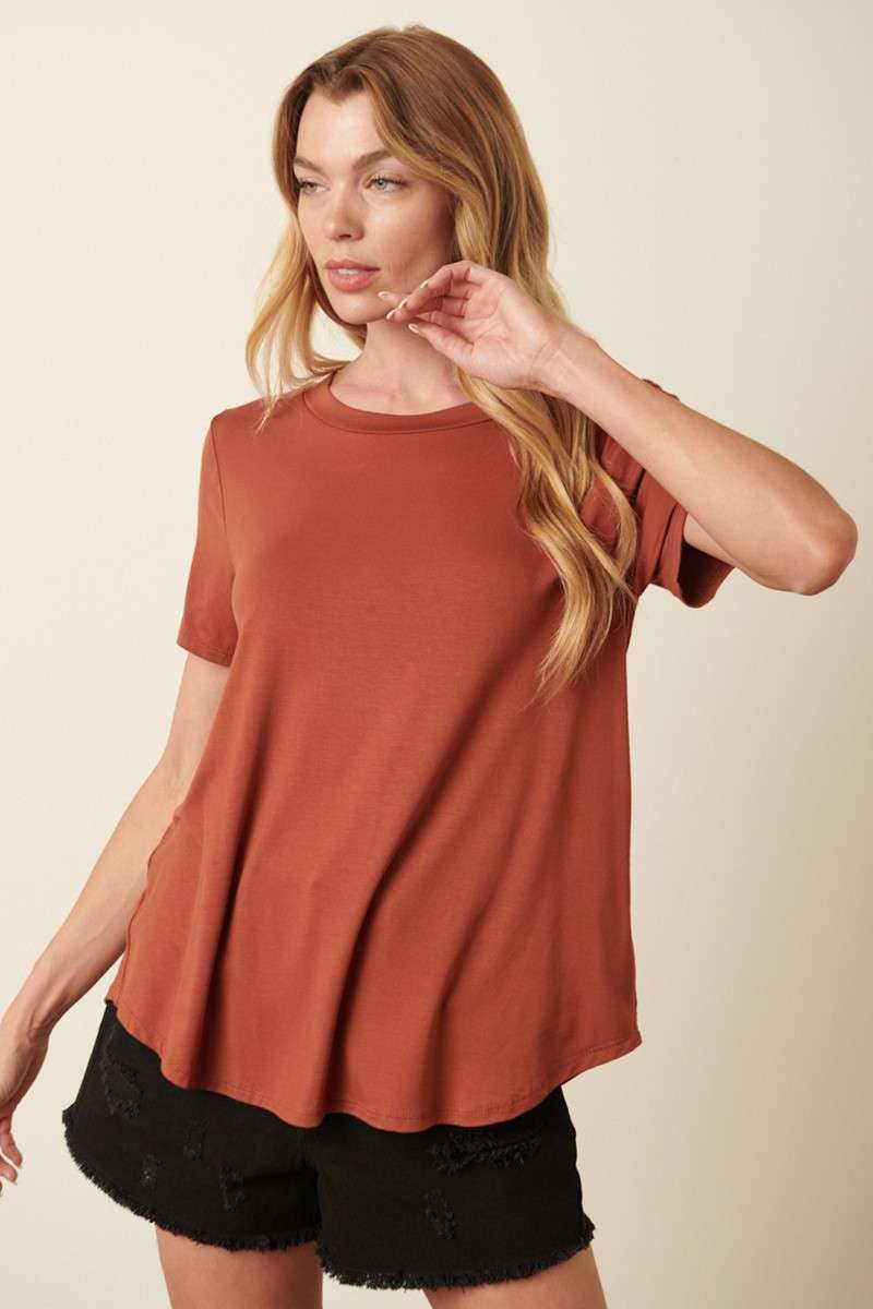 BAMBOO ROUND NECK SHORT SLEEVE BASIC TOP