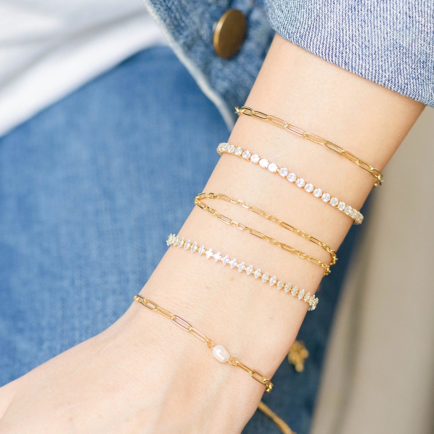 Double Round and Link Chain Pulley Bracelet