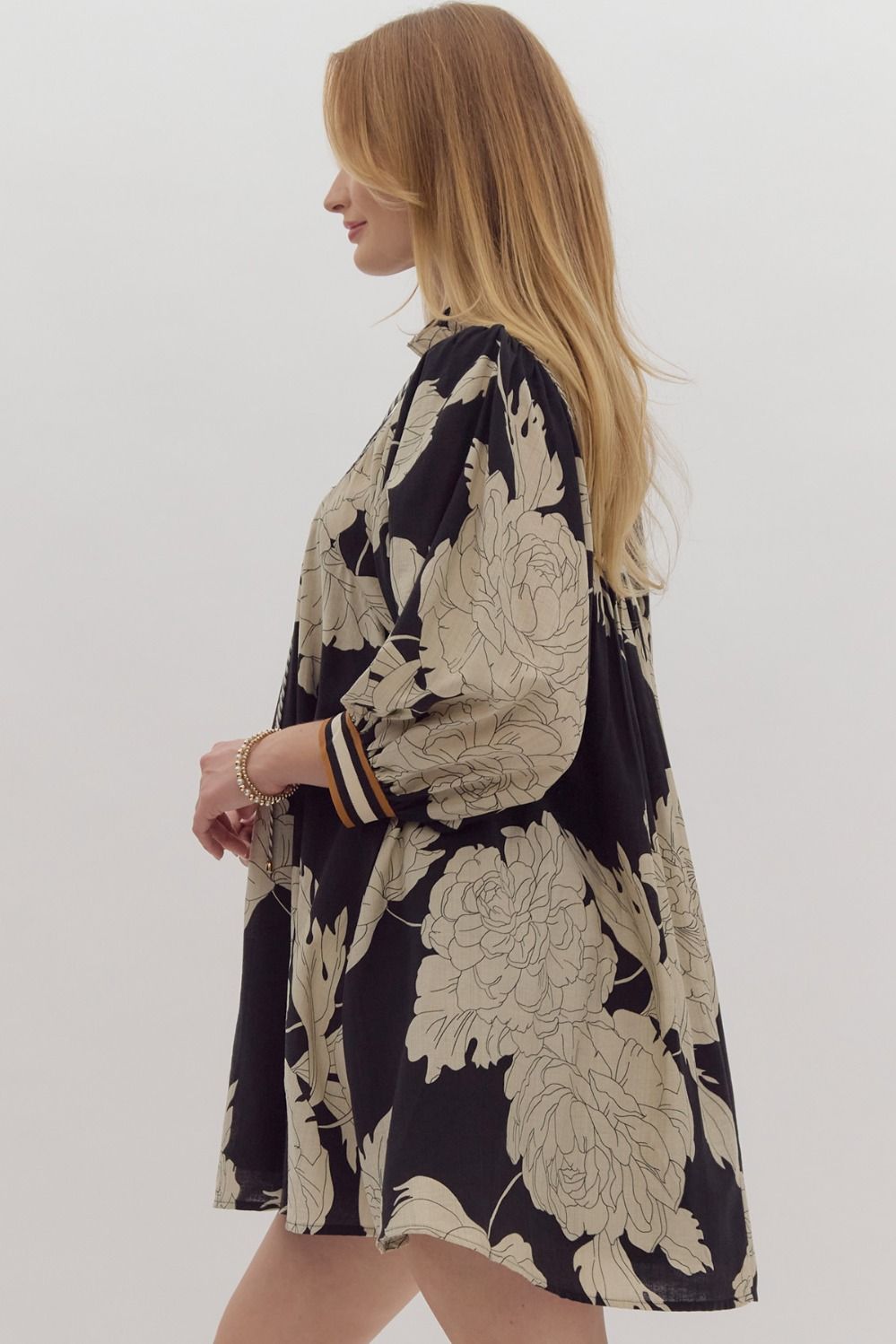 Floral Print Pullover Mini Dress Entro