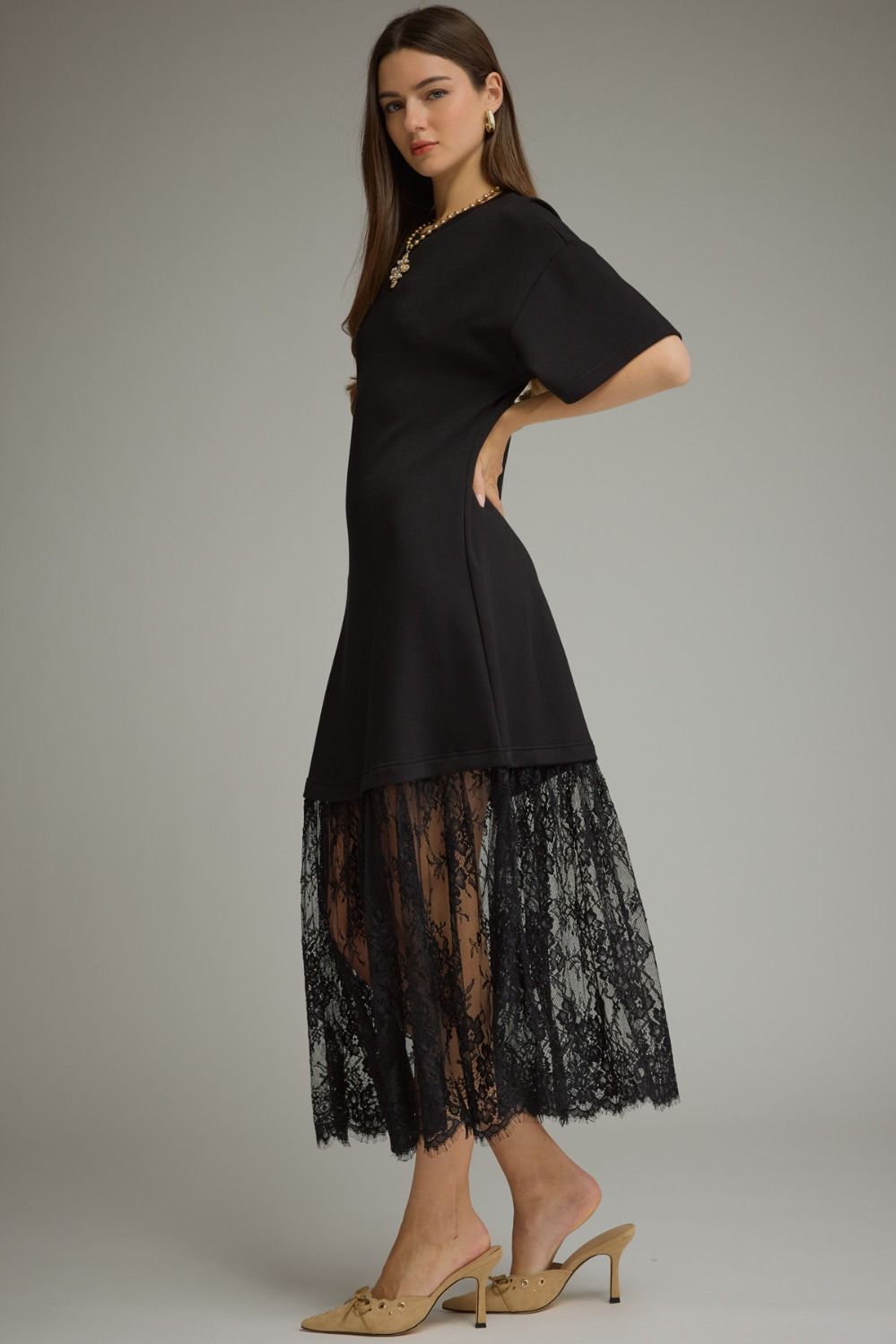 Lace Skirt Midi Dress
