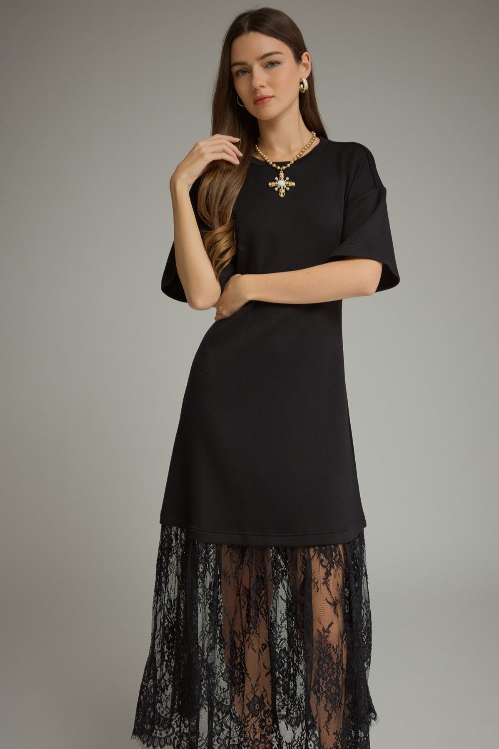 Lace Skirt Midi Dress
