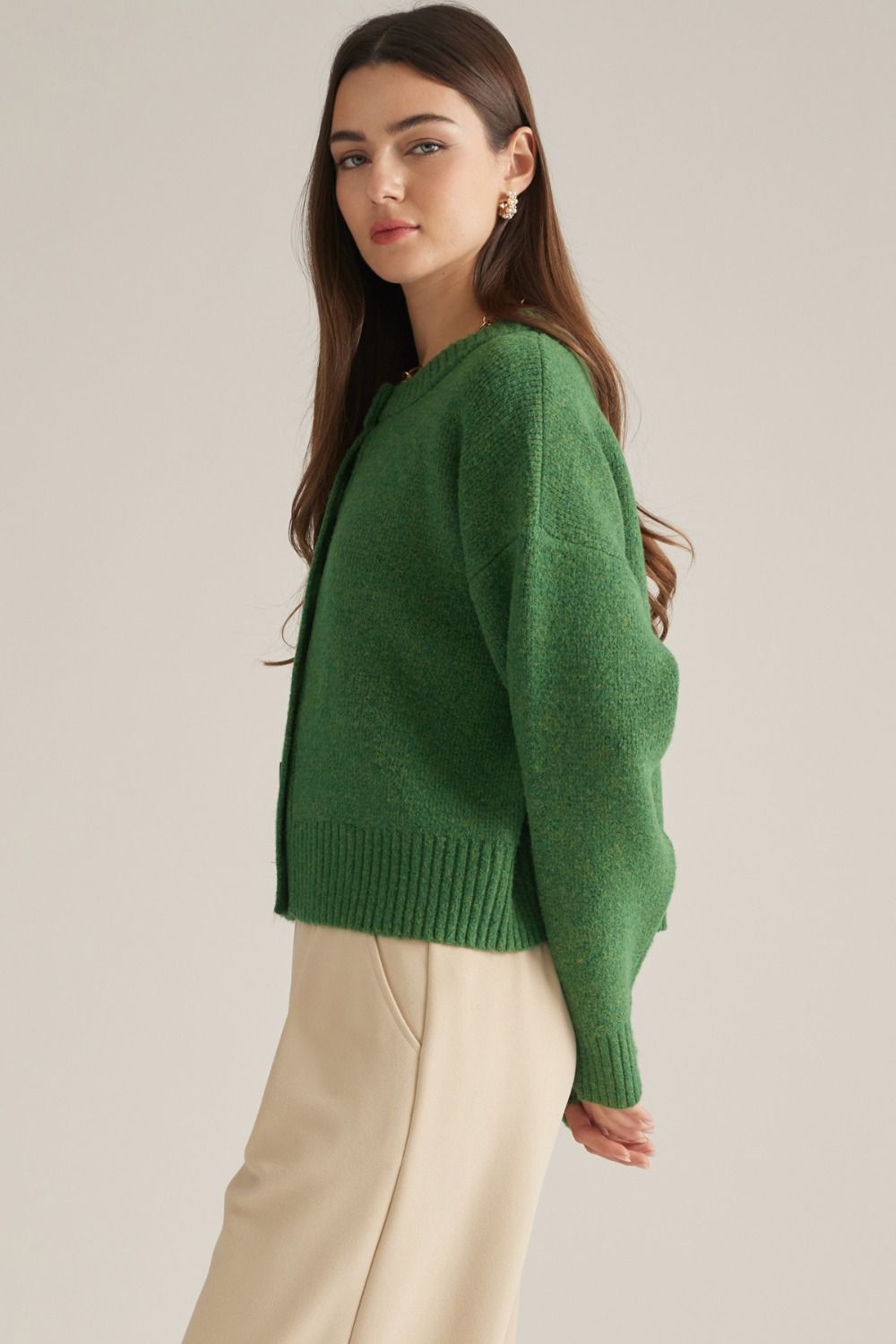 Round Neck Button Up Cardigan